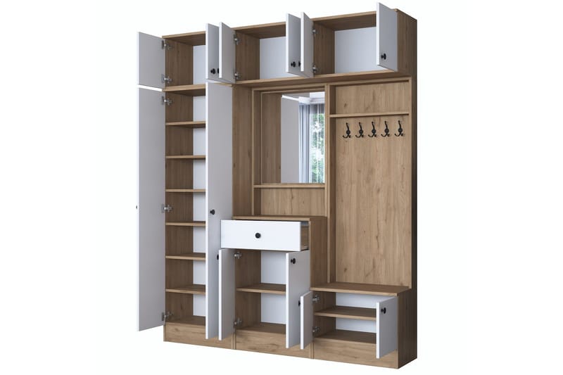 Honny Entrémøbelsett Brun/Hvit - Hanah Home - Møbler - Gangmøbler - Møbelsett til gang & entre