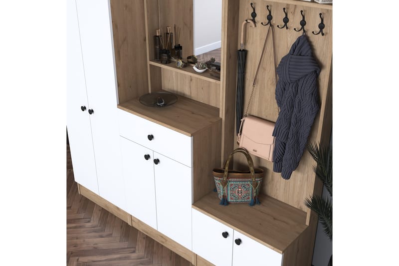 Hooda Gangmøbelsett Brun/Hvit - Hanah Home - Møbler - Gangmøbler - Møbelsett til gang & entre