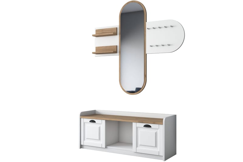 Ronnric Gangmøbelsett Hvit/Brun - Hanah Home - Møbler - Gangmøbler - Møbelsett til gang & entre