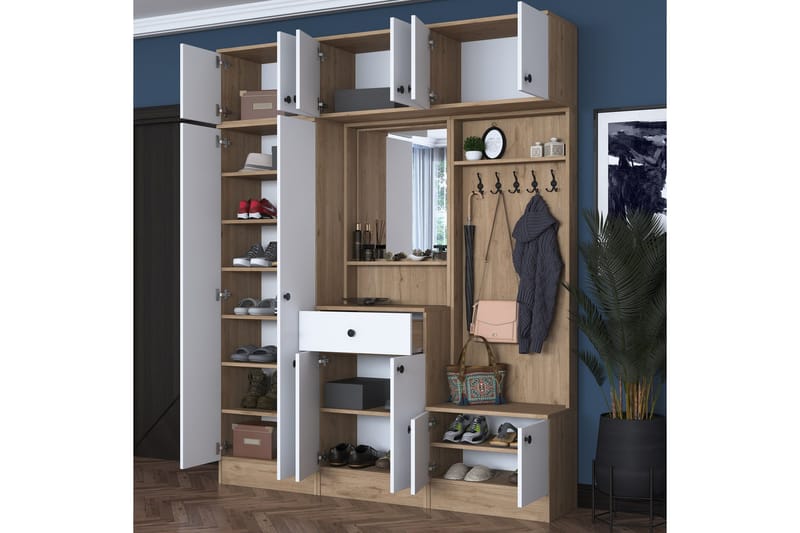 Honny Entrémøbelsett Brun/Hvit - Hanah Home - Møbler - Gangmøbler - Møbelsett til gang & entre