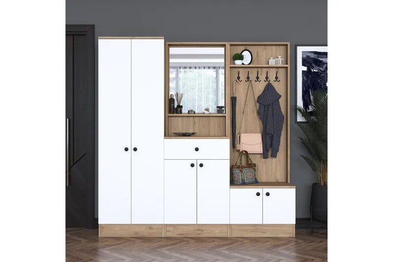 Hooda Gangmøbelsett Brun/Hvit, Hanah Home