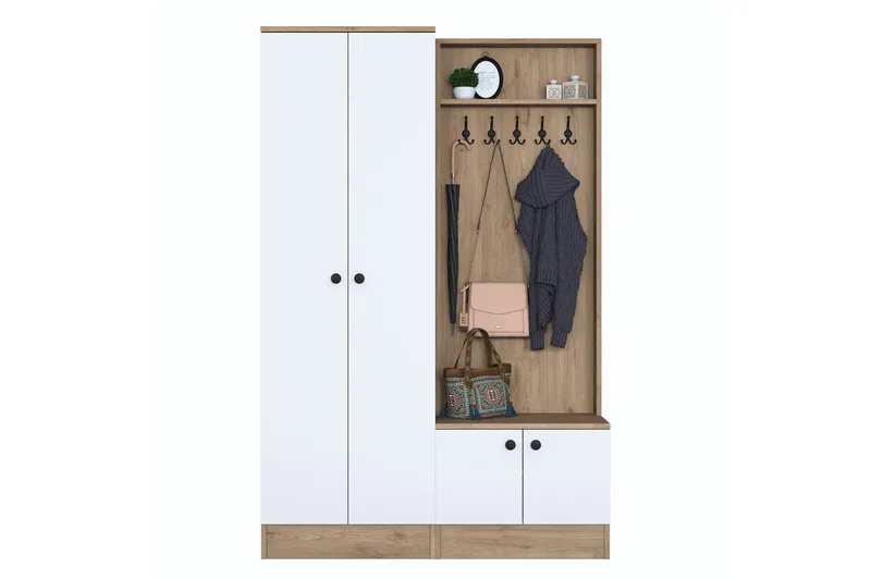 Hooda Gangmøbelsett Hvit/Brun, Hanah Home