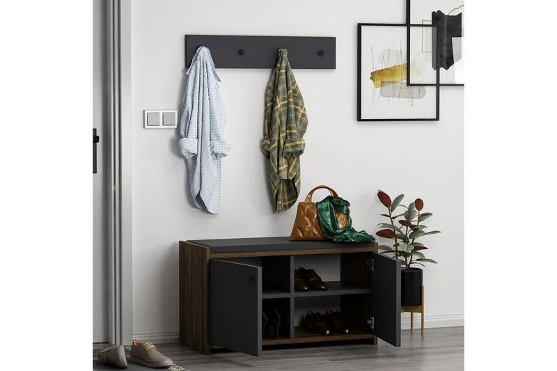 Ostwerwal Entrémøbelsett Antrasitt - Hanah Home - Møbler - Gangmøbler - Møbelsett til gang & entre