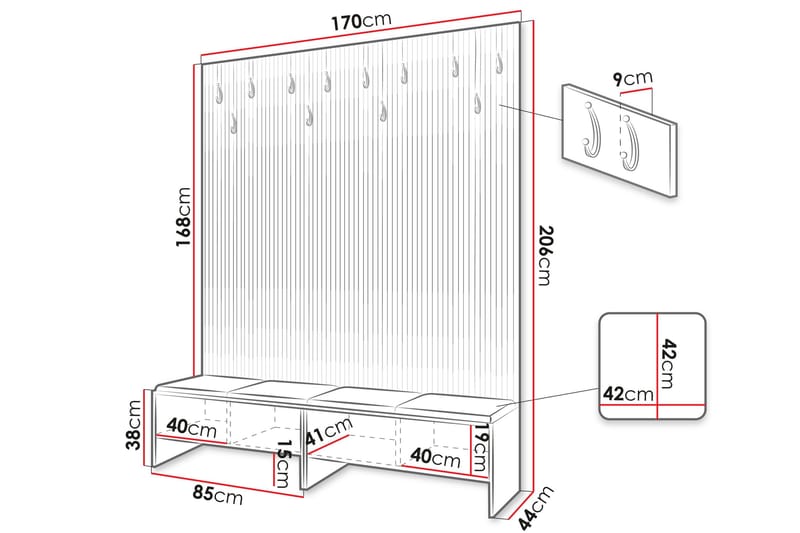 Agam Entrémøbelsett - Møbler - Gangmøbler - Møbelsett til gang & entre