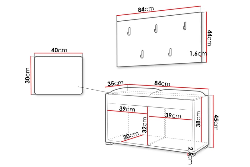 Agawal Entrémøbelsett - Møbler - Gangmøbler - Møbelsett til gang & entre
