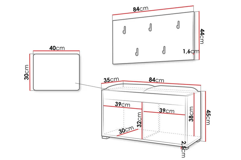 Agawal Entrémøbelsett - Møbler - Gangmøbler - Møbelsett til gang & entre