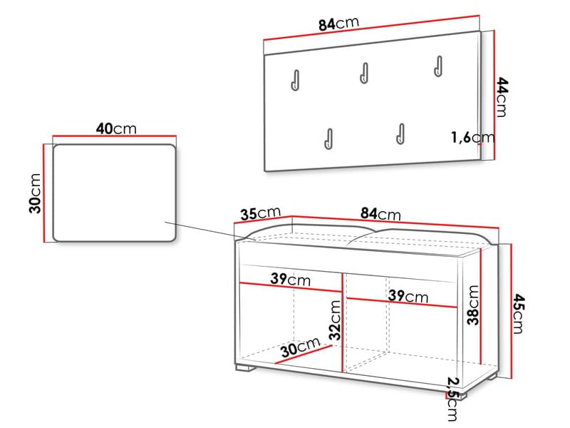 Agawal Hallmöbelset - Brun - Møbler - Gangmøbler - Møbelsett til gang & entre