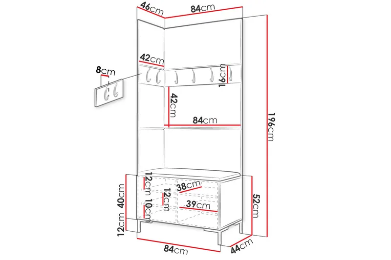 Ahsamin Entrémøbelsett - Møbler - Gangmøbler - Møbelsett til gang & entre