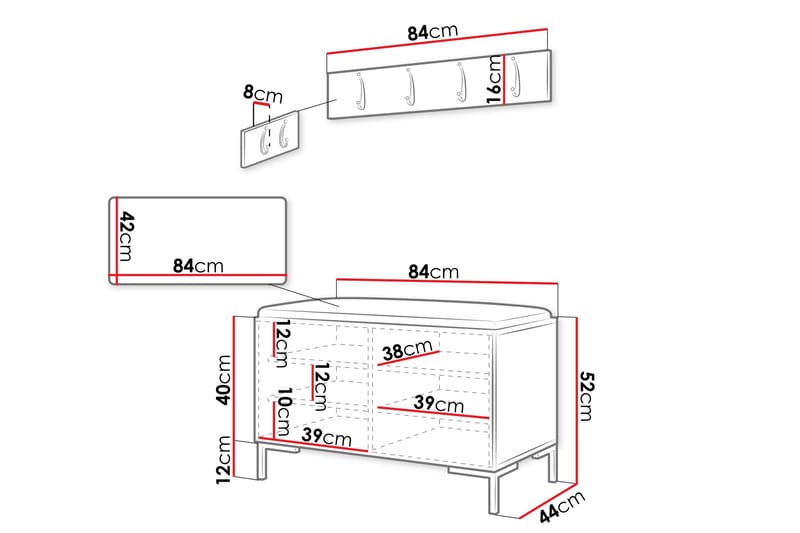 Ahsamin Hall Møbelsett - Beige/Grå - Møbler - Gangmøbler - Møbelsett til gang & entre