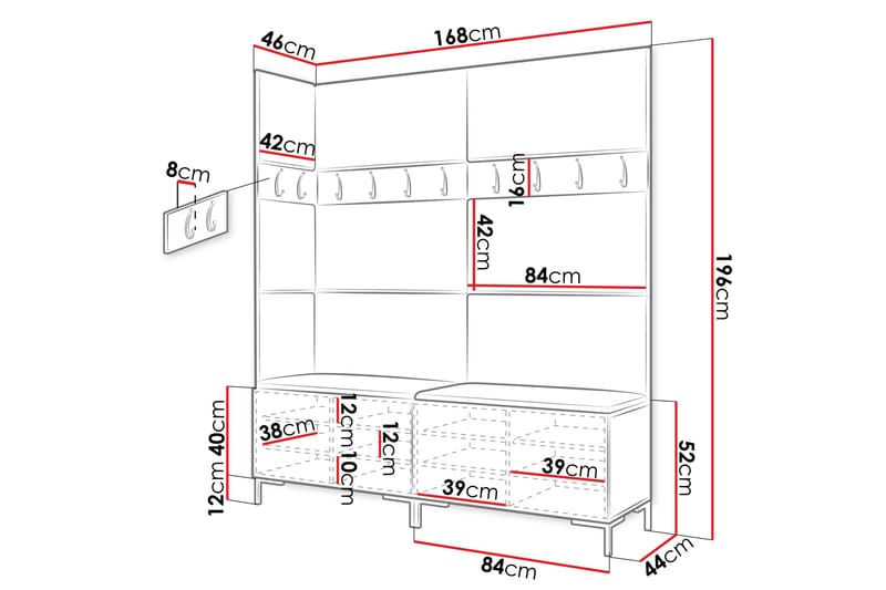 Ahsamin Hall Møbelsett - Møbler - Gangmøbler - Møbelsett til gang & entre
