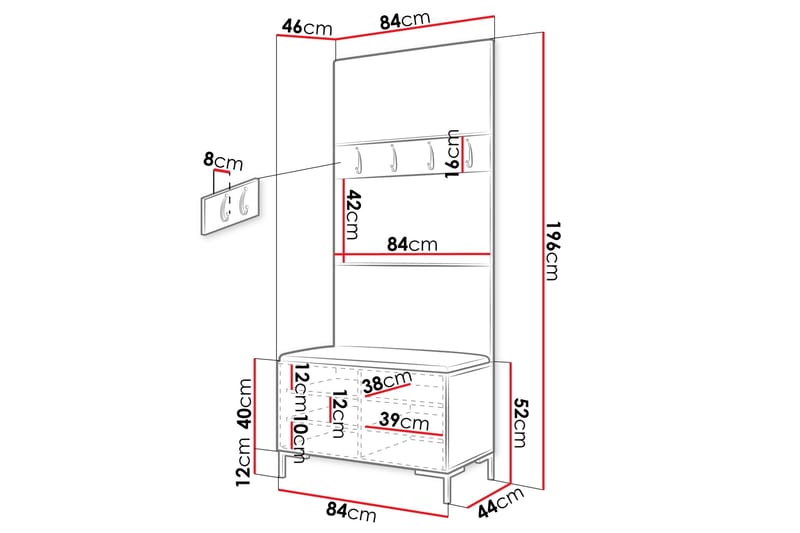 Ahsamin Hall Møbelsett - Møbler - Gangmøbler - Møbelsett til gang & entre