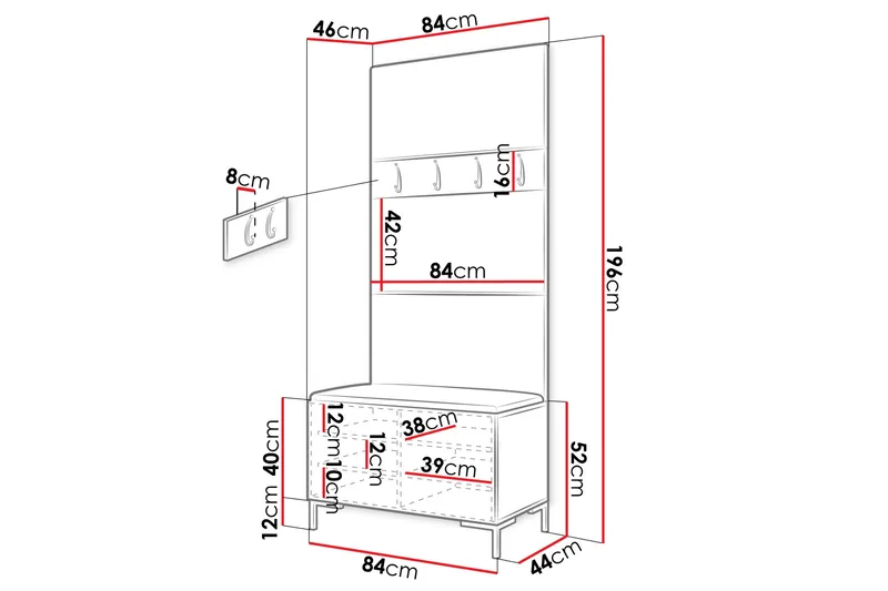 Ahsamin Hall Møbelsett - Møbler - Gangmøbler - Møbelsett til gang & entre