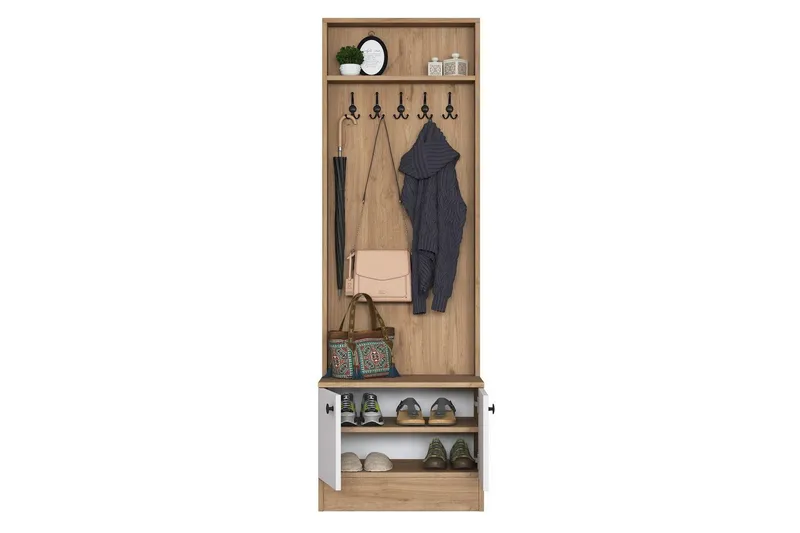 Alvric Entrémøbelsett - Valnøtt/Hvit - Møbler - Gangmøbler - Møbelsett til gang & entre