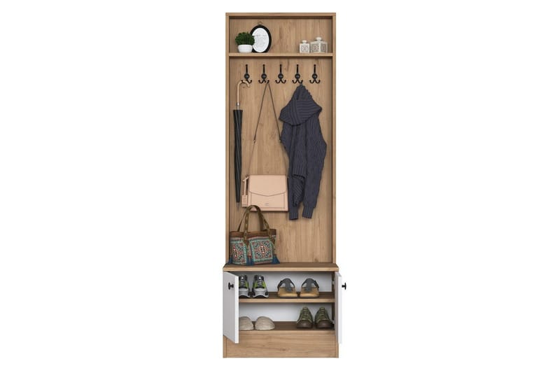 Alvric Entrémøbelsett - Valnøtt/Hvit - Møbler - Gangmøbler - Møbelsett til gang & entre