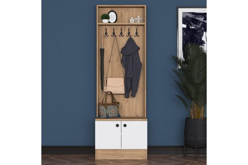 Alvric Entrémøbelsett - Valnøtt/Hvit - Møbler - Gangmøbler - Møbelsett til gang & entre