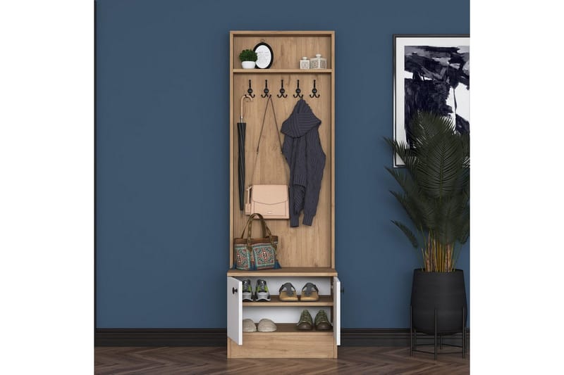 Alvric Entrémøbelsett - Valnøtt/Hvit - Møbler - Gangmøbler - Møbelsett til gang & entre