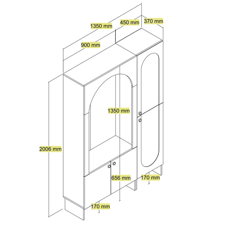 Ayleid hallmøbel 200 cm - Krem / Travertin - Møbler - Gangmøbler - Møbelsett til gang & entre