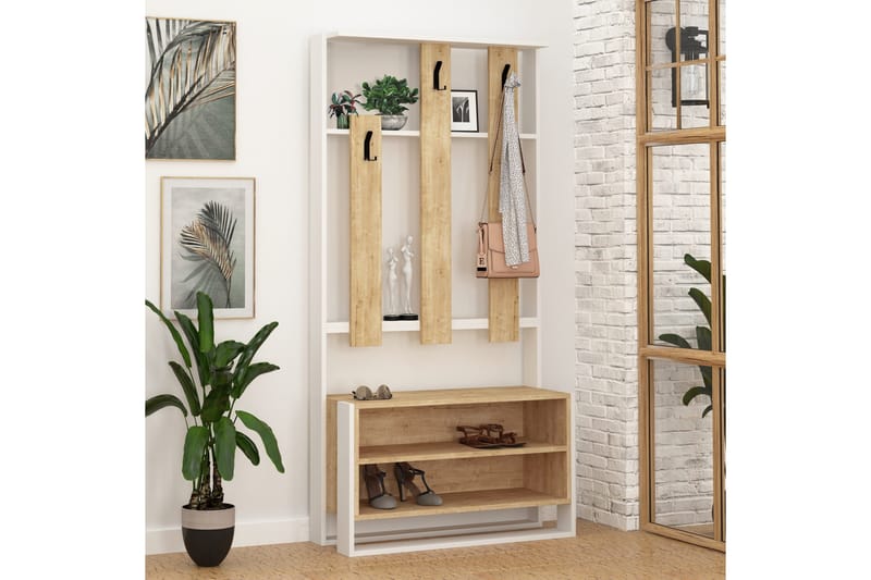 Bodsjö Klesskap 90 cm - Hvit/Brun - Møbler - Gangmøbler - Møbelsett til gang & entre
