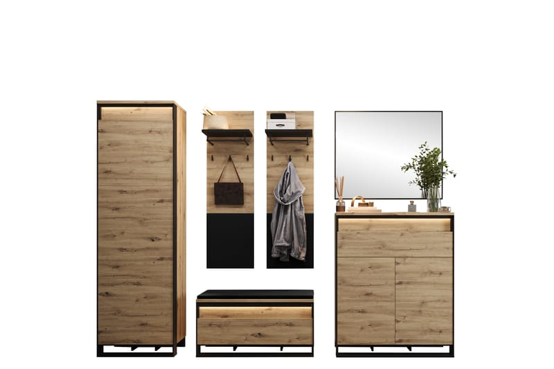Dorana Hall Møbelsett - Brun/Beige - Møbler - Gangmøbler - Møbelsett til gang & entre