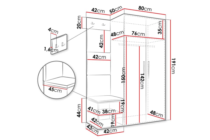 Farosa Hall Møbelsett - Beige - Møbler - Gangmøbler - Møbelsett til gang & entre