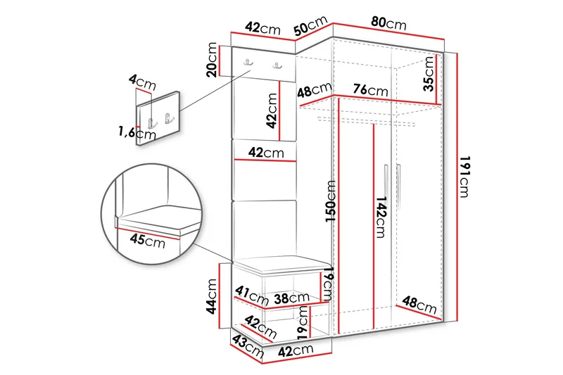 Farosa Hall Møbelsett - Hvit - Møbler - Gangmøbler - Møbelsett til gang & entre