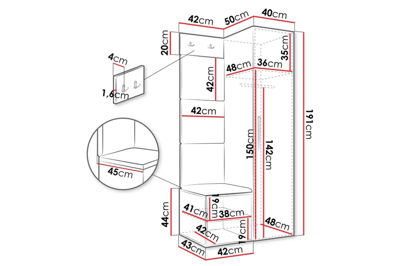Farosa Hall Møbelsett - Hvit - Møbler - Gangmøbler - Møbelsett til gang & entre