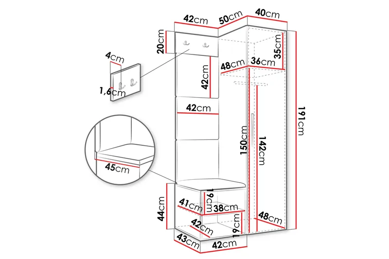 Farosa Hall Møbelsett - Hvit - Møbler - Gangmøbler - Møbelsett til gang & entre