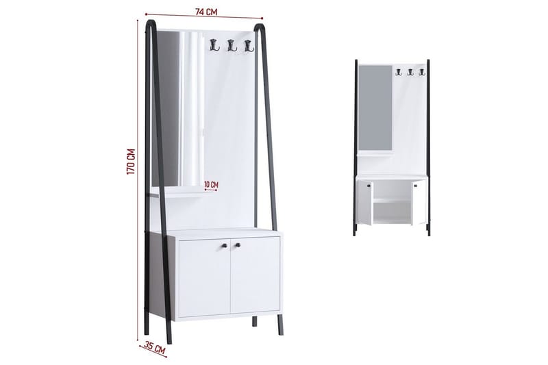 Favric Entrémøbelsett - Sort/Hvit - Møbler - Gangmøbler - Møbelsett til gang & entre