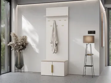 garderobeskap Skoskap + knaggrekke KERKIN beige - Møbler - Gangmøbler - Møbelsett til gang & entre