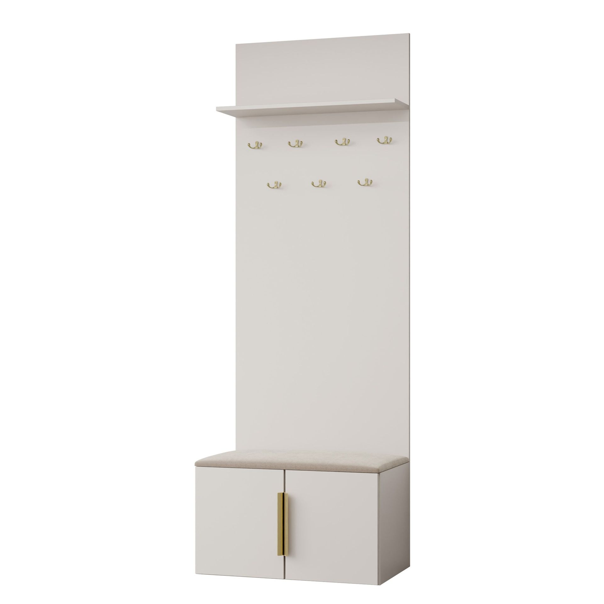 garderobeskap Skoskap + knaggrekke KERKIN beige -