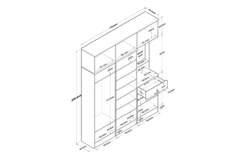 Garderobestativ Donel Valnøtt / Hvit - Valnøtt / Hvit - Møbler - Gangmøbler - Møbelsett til gang & entre