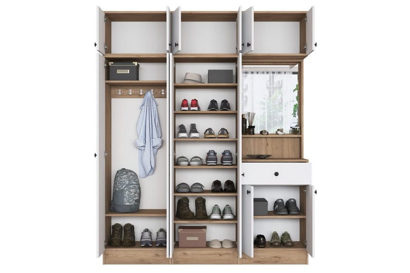 Garderobestativ Donel Valnøtt / Hvit - Valnøtt / Hvit - Møbler - Gangmøbler - Møbelsett til gang & entre