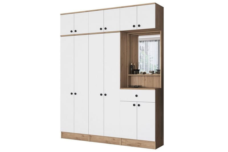 Garderobestativ Donel Valnøtt / Hvit - Valnøtt / Hvit - Møbler - Gangmøbler - Møbelsett til gang & entre