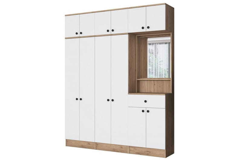 Garderobestativ Donel Valnøtt / Hvit - Valnøtt / Hvit - Møbler - Gangmøbler - Møbelsett til gang & entre