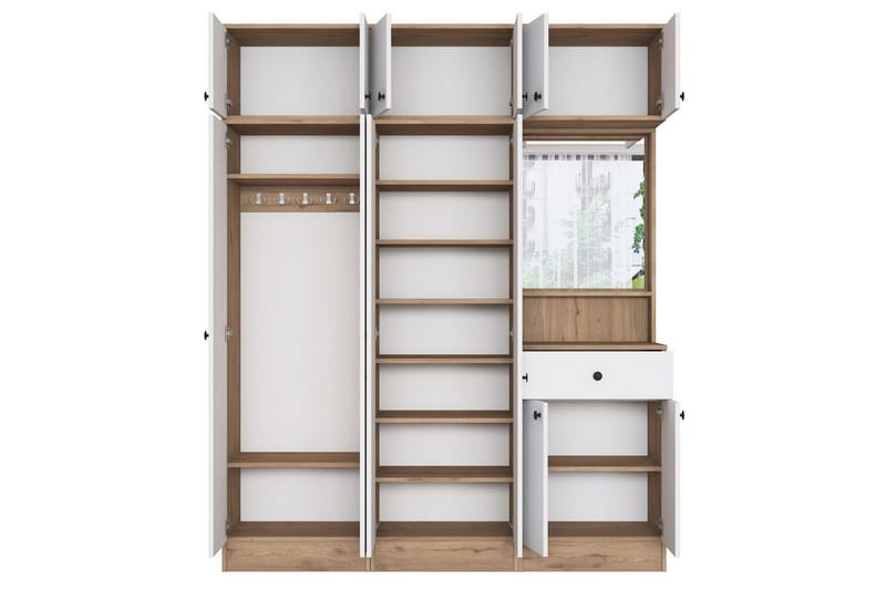 Garderobestativ Donel Valnøtt / Hvit - Valnøtt / Hvit - Møbler - Gangmøbler - Møbelsett til gang & entre