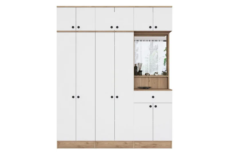 Garderobestativ Donel Valnøtt / Hvit - Valnøtt / Hvit - Møbler - Gangmøbler - Møbelsett til gang & entre