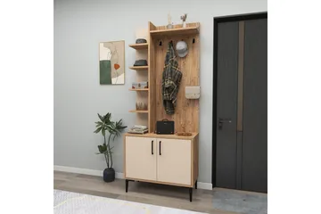 Garderobestativ Windholm Atlantic Furu / Beige - Beige/Lysfarget tre - Møbler - Gangmøbler - Møbelsett til gang & entre