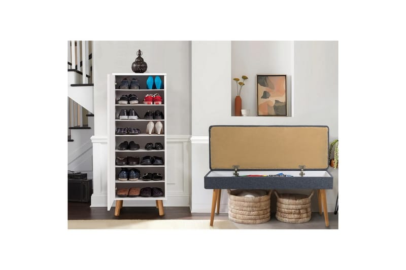 Gelsgan Entrémøbelsett - Hvit/Mørkeblå - Møbler - Gangmøbler - Møbelsett til gang & entre