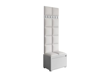 Grawis Sittebenk med 12-pk Veggdekorasjon 30x30 cm - Hvit - Møbler - Gangmøbler - Møbelsett til gang & entre