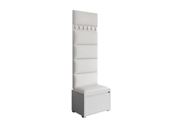 Grawis Sittebenk med 6-pk Veggdekorasjon 60x30 cm - Hvit - Møbler - Gangmøbler - Møbelsett til gang & entre