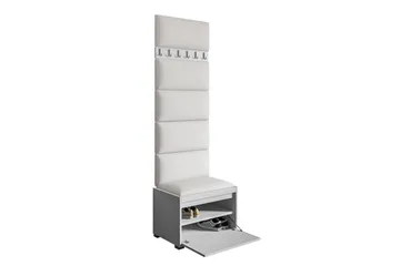 Grawis Sittebenk med 6-pk Veggdekorasjon 60x30 cm - Hvit - Møbler - Gangmøbler - Møbelsett til gang & entre