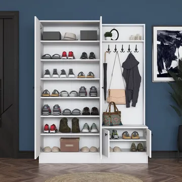 Hallstativ Wallxpert Eska (139,6 x 182,8 x 37,5 cm) Hvit - Hvit - Møbler - Gangmøbler - Møbelsett til gang & entre