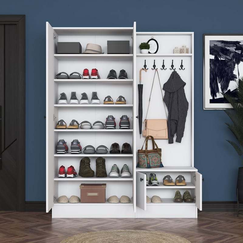 Hallstativ Wallxpert Eska (139,6 x 182,8 x 37,5 cm) Hvit - Hvit - Møbler - Gangmøbler - Møbelsett til gang & entre
