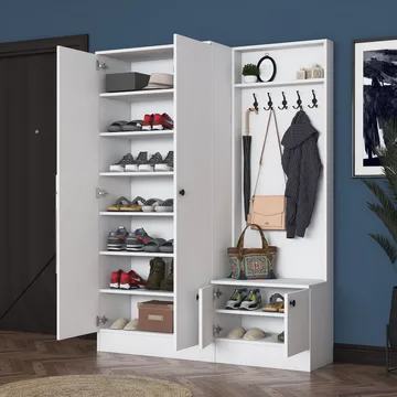 Hallstativ Wallxpert Eska (139,6 x 182,8 x 37,5 cm) Hvit - Hvit - Møbler - Gangmøbler - Møbelsett til gang & entre
