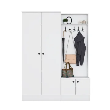 Hallstativ Wallxpert Eska (139,6 x 182,8 x 37,5 cm) Hvit - Hvit - Møbler - Gangmøbler - Møbelsett til gang & entre