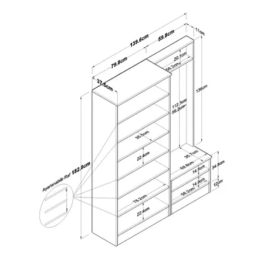 Hallstativ Wallxpert Eska (139,6 x 182,8 x 37,5 cm) Hvit - Hvit - Møbler - Gangmøbler - Møbelsett til gang & entre