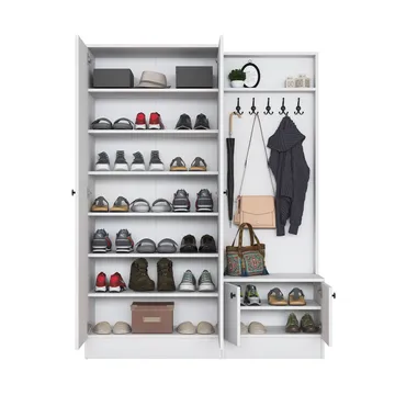 Hallstativ Wallxpert Eska (139,6 x 182,8 x 37,5 cm) Hvit - Hvit - Møbler - Gangmøbler - Møbelsett til gang & entre