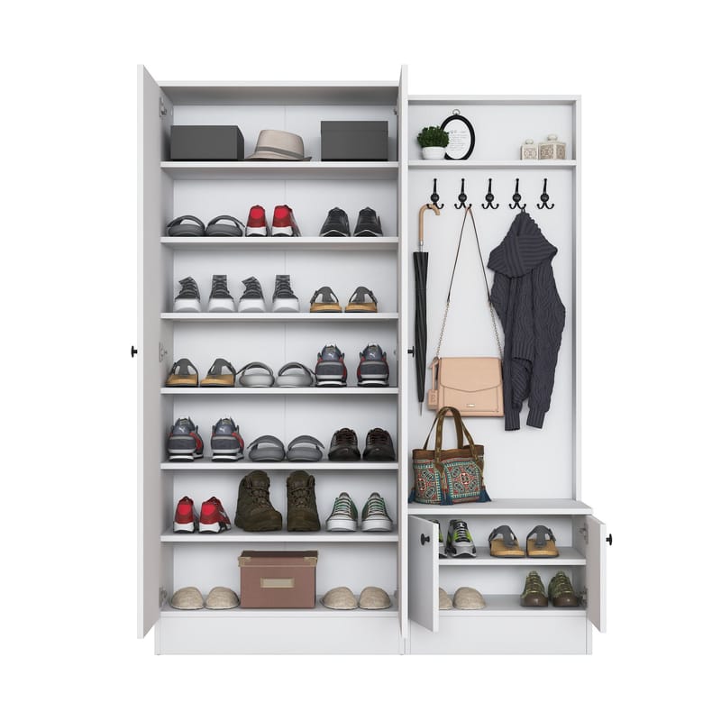Hallstativ Wallxpert Eska (139,6 x 182,8 x 37,5 cm) Hvit - Hvit - Møbler - Gangmøbler - Møbelsett til gang & entre