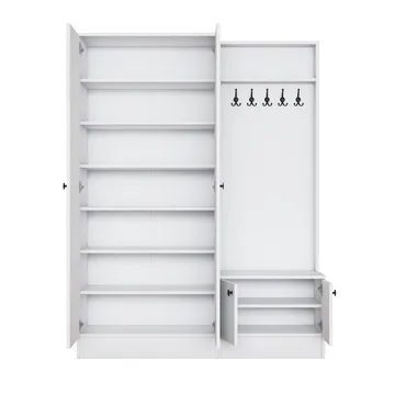 Hallstativ Wallxpert Eska (139,6 x 182,8 x 37,5 cm) Hvit - Hvit - Møbler - Gangmøbler - Møbelsett til gang & entre