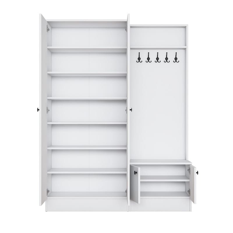 Hallstativ Wallxpert Eska (139,6 x 182,8 x 37,5 cm) Hvit - Hvit - Møbler - Gangmøbler - Møbelsett til gang & entre